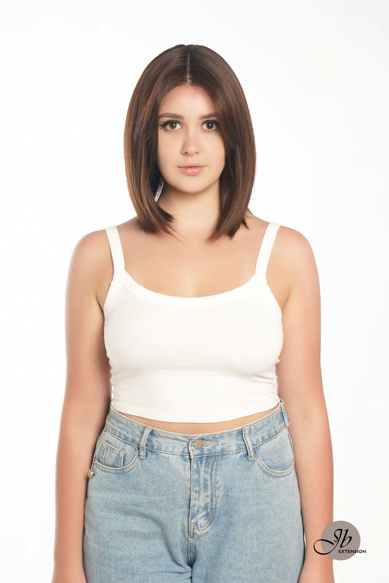 JBEXTENSION 12 Inches Bob Cut Chocolate Brown Straight Pre-Cut Frontlace Glueless Wig PAULA DARK BROWN