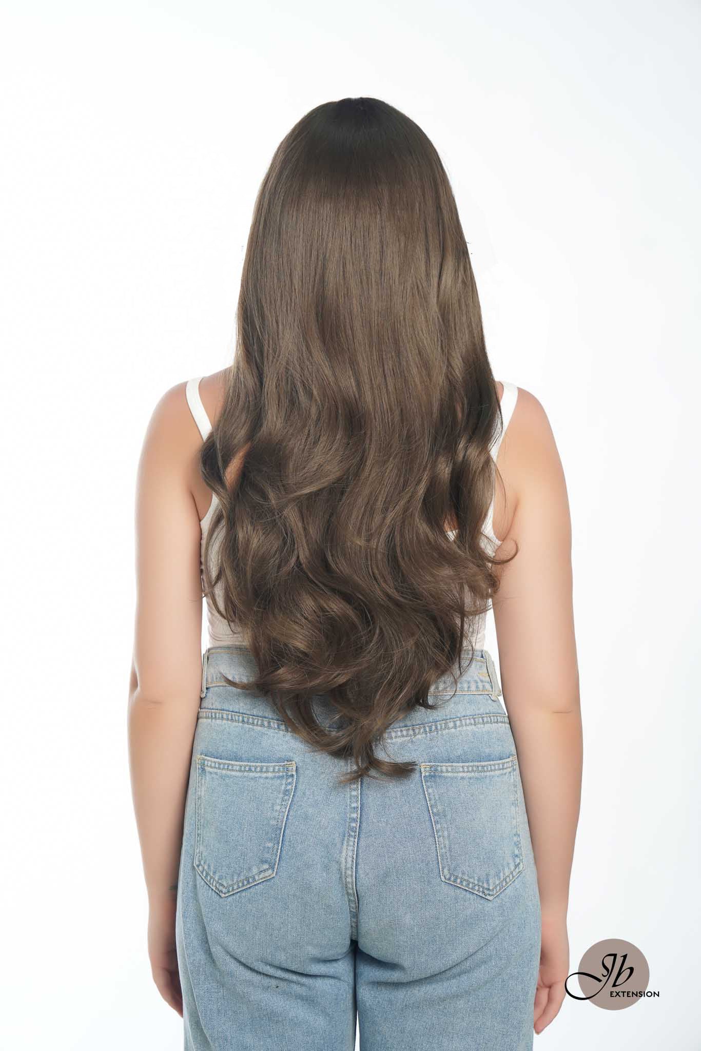 JBEXTENSION 28 Inches Brown Curly Wig With Bangs SHERRY