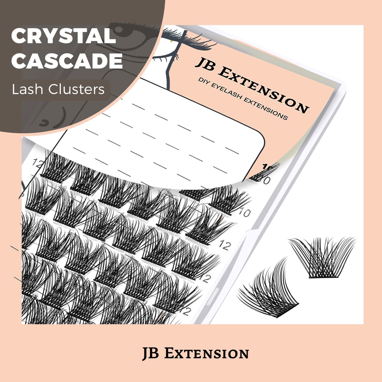 JBextension DIY Cluster Lashes 72 Clusters Lashes NO GLUE Included¡¾Crystal Cascade-Lash¡¿