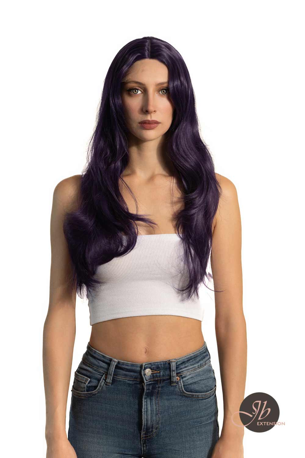 JBEXTENSION 26 Inches Dark Purple Color Long Curly Frontlace Glueless Wig VIOLET S