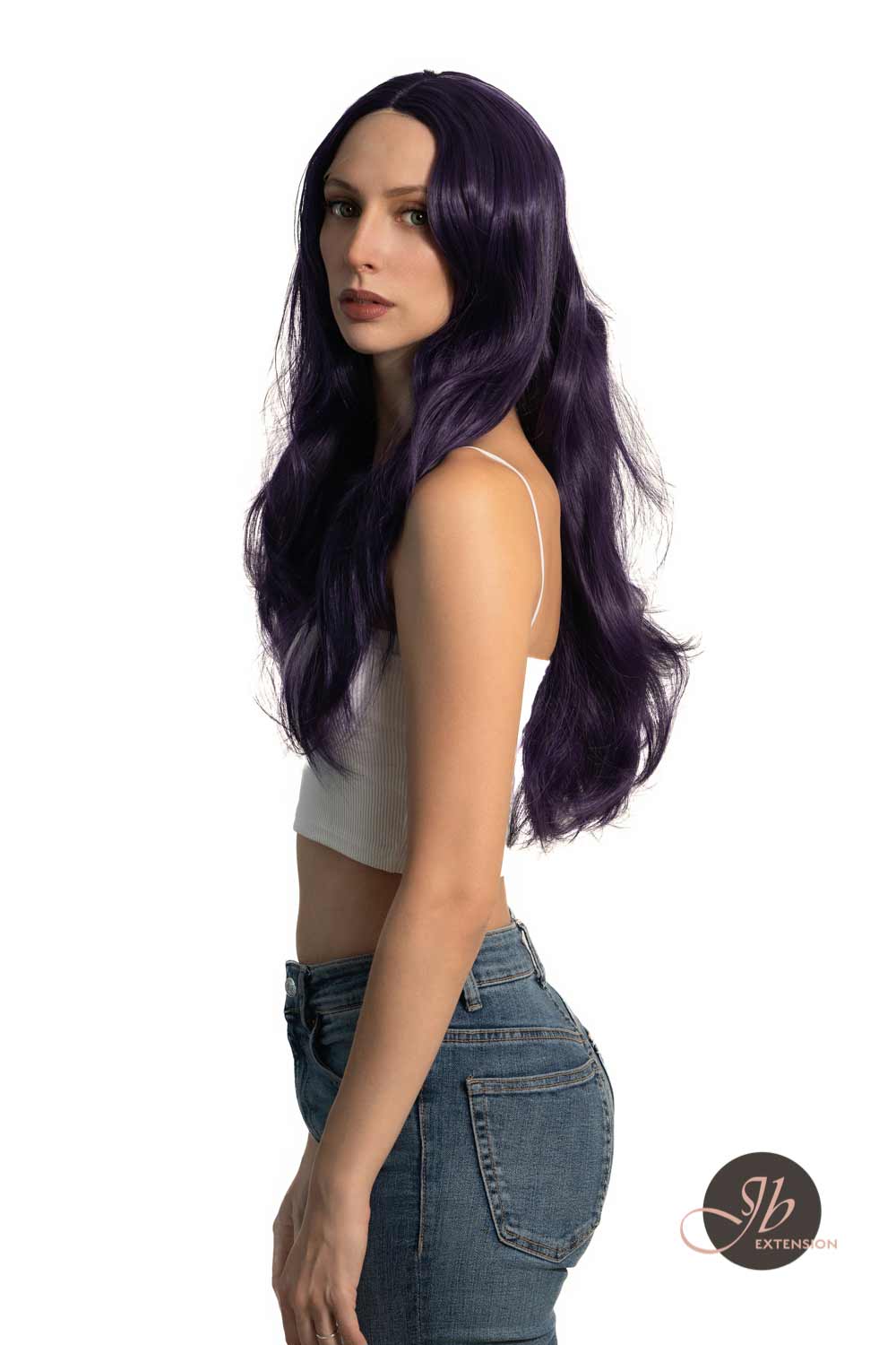 JBEXTENSION 26 Inches Dark Purple Color Long Curly Frontlace Glueless Wig VIOLET S