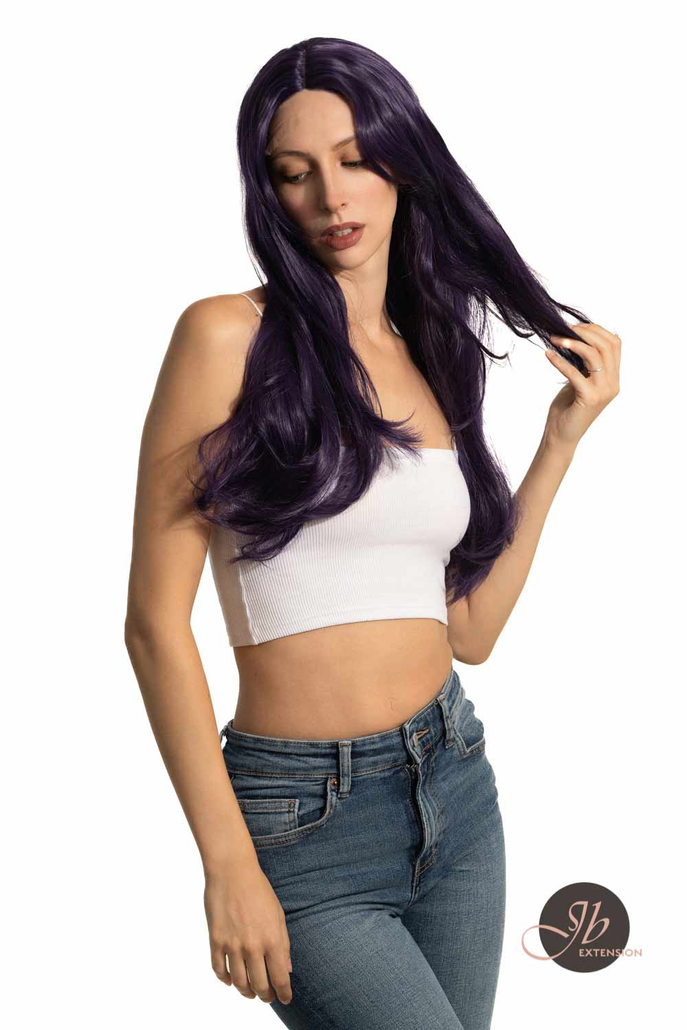 JBEXTENSION 26 Inches Dark Purple Color Long Curly Frontlace Glueless Wig VIOLET S