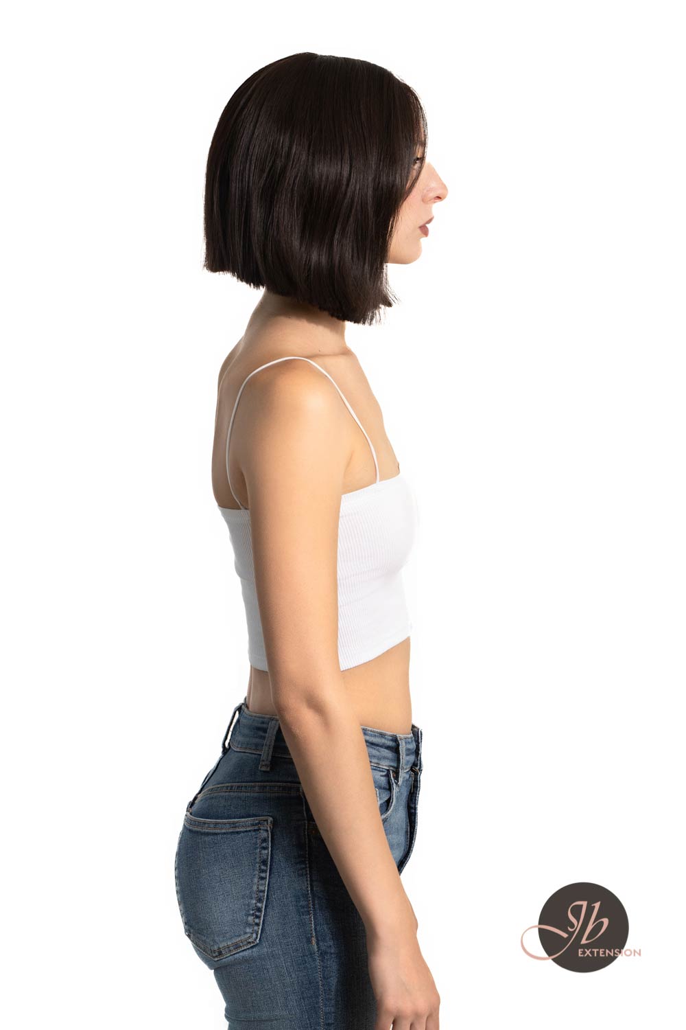 JBEXTENSION 10 Inches Bob Cut Soft Black Straight Pre-Cut Frontlace Glueless Wig PAULINA