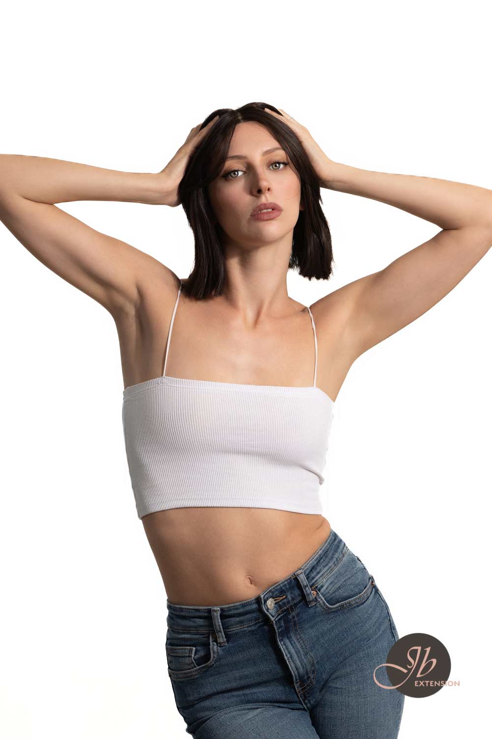 JBEXTENSION 10 Inches Bob Cut Soft Black Straight Pre-Cut Frontlace Glueless Wig PAULINA