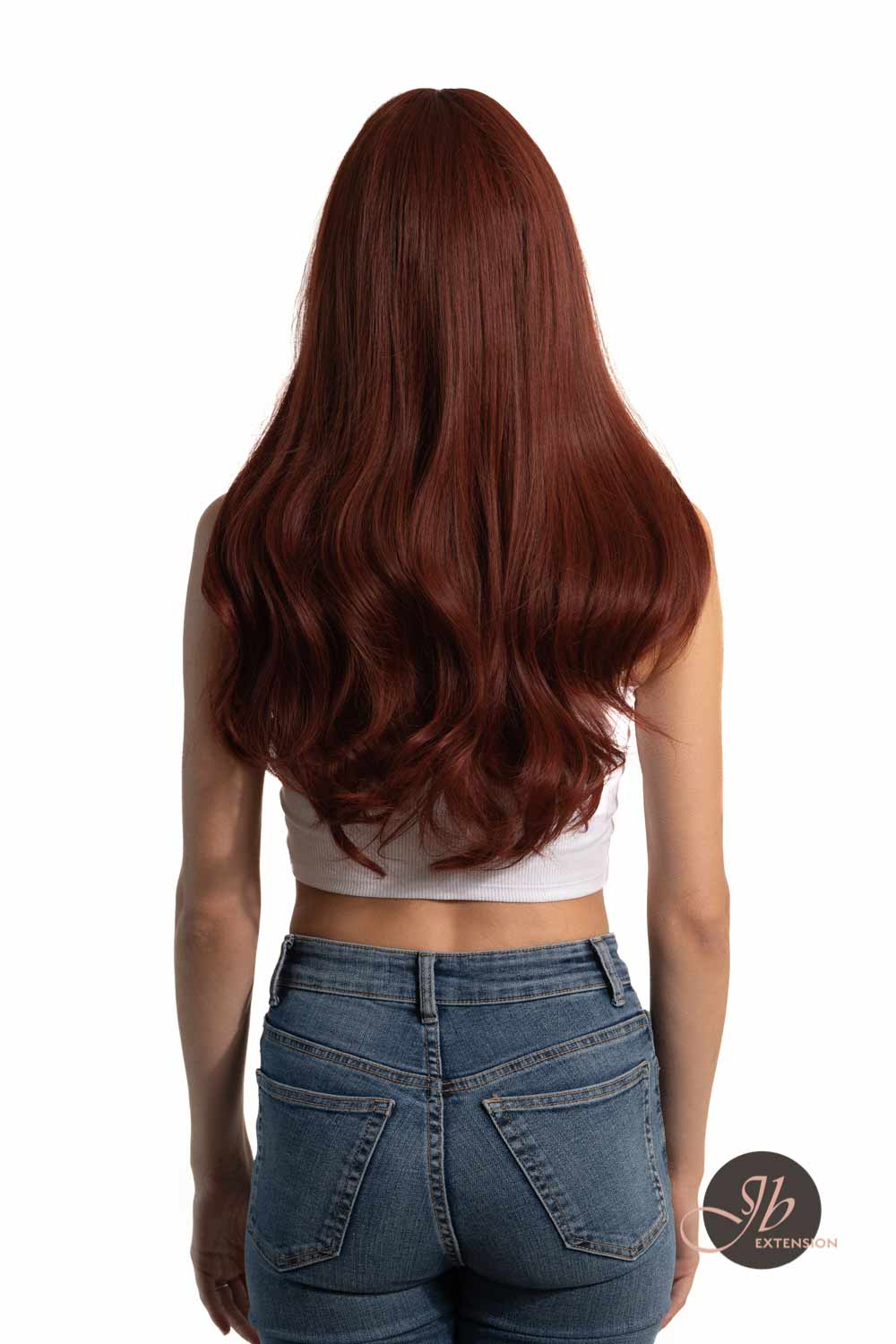 JBEXTENSION 25 Inches Red Curly Fashion Wig With Full Bangs ALLY