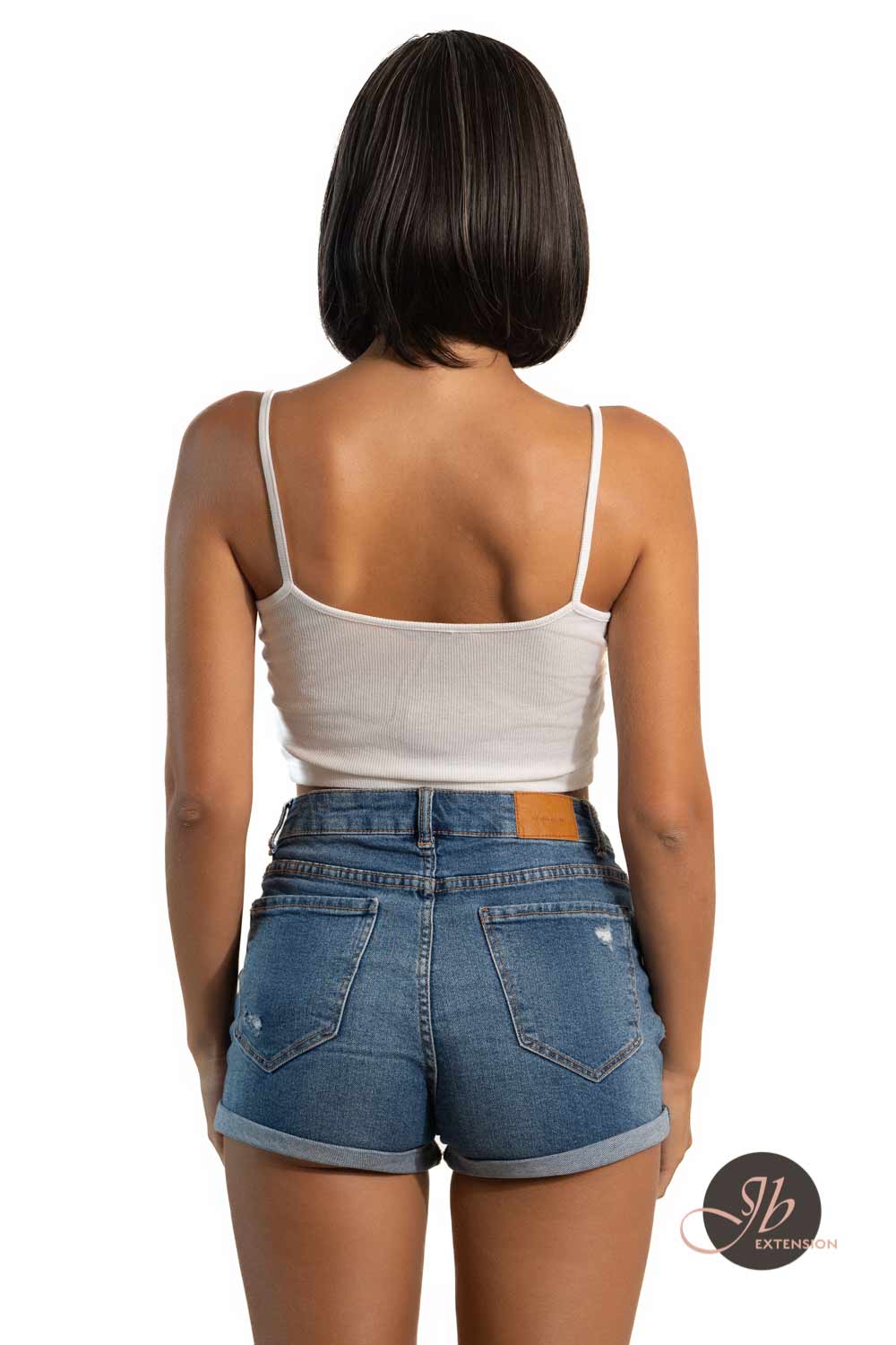 JBEXTENSION 12 Inches Bob Cut Nature Black With Grey Highlight Side Part Frontlace Glueless Wig CATHY GREY HIGHLIGHT