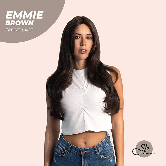 Nichole's Selection - 26 Inches Curly Women Cold Brown Wig Pre-Cut Frontlace Glueless Wig EMMIE BROWN