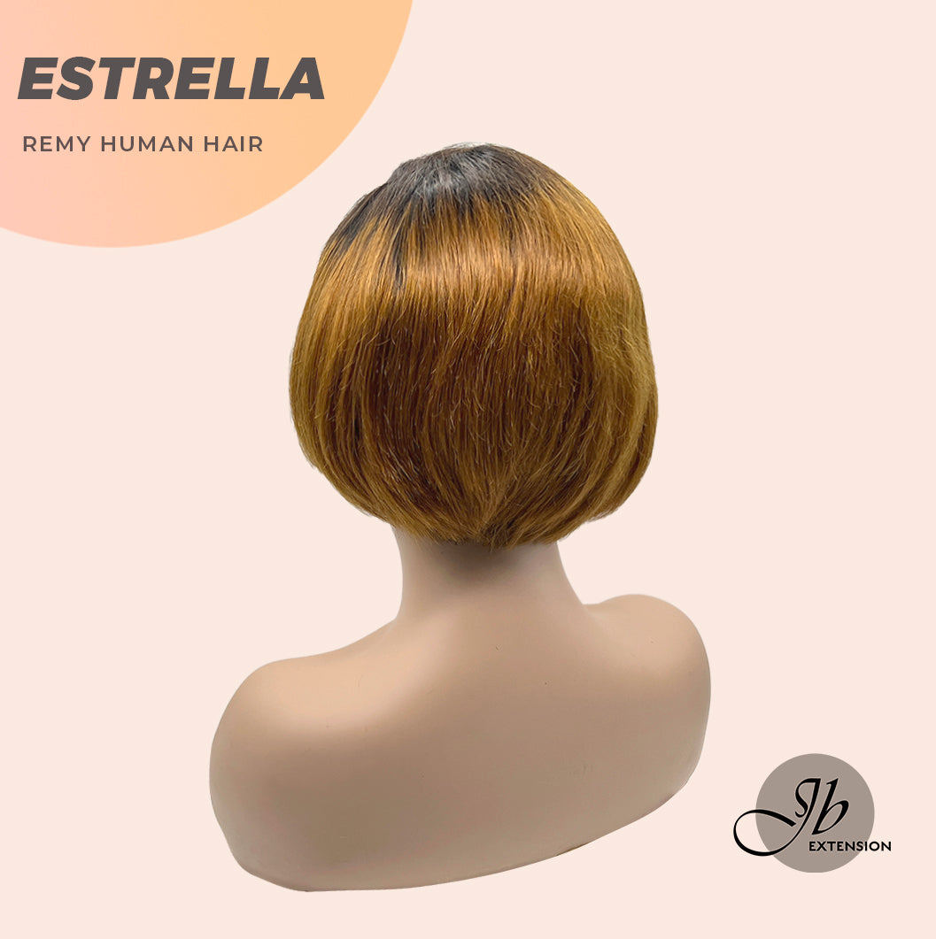 JB EXTENSION 6 Inches Pixie Cut Front-lace Real Human Hair in Mustard Yellow Color with Dark Roots ESTRELLA