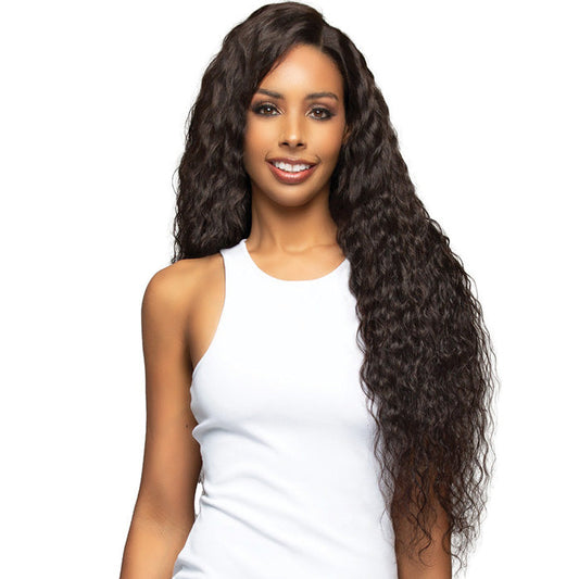 Bobbi Boss Bone Straight Glueless 100% Unprocessed Human Hair Hand-Tied Full Lace Wig - FLH012-NATURAL CURL 32"