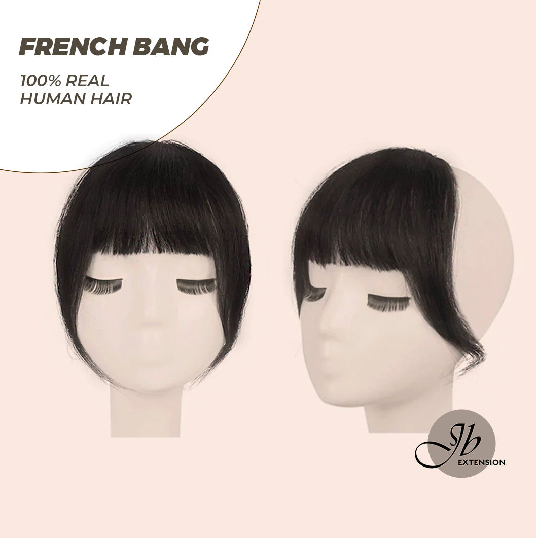 JBEXTENSION Clip in Bangs,  100% Human Hair Bangs Extensions French Bangs with Temples Clip on Fringe Bangs Real Hair for Women Natural Color Washable/Dyeable
