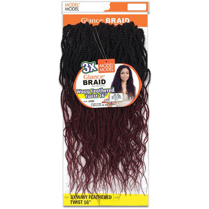 Model Model Glance Crochet Braid 3X WAVY FEATHERED TWIST 16 Inch