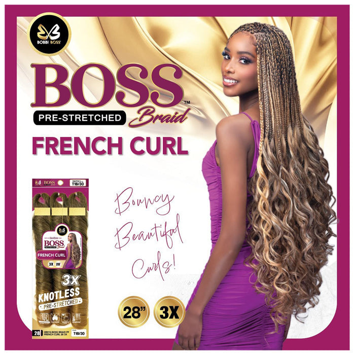 Bobbi Boss Knotless Pre-Stretched Braid - 3X FRENCH CURL 28"