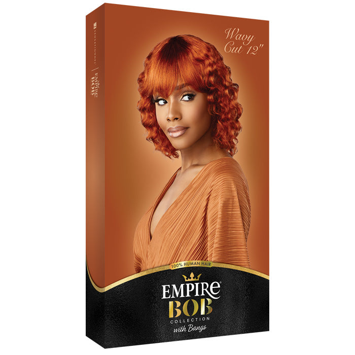 Sensationnel Empire Bob Collection with Bangs Full Wig - WAVY CUT 12" - 100% Human Hair
