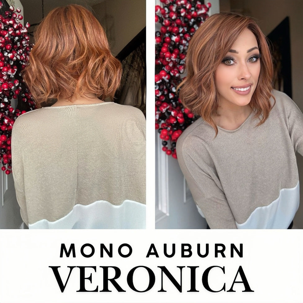 [PRE-ORDER] Nichole's Selection - VERONICA MONO Monofilament Handmade Wig 6X5 Full Monofilament Hand Tied Top Wig 12 Inches Auburn Wave Mono Lace Wig With Anti-slip Silicone Strips Glueless Wig VERONICA MONO AUBURN【BENDY EAR TABS】