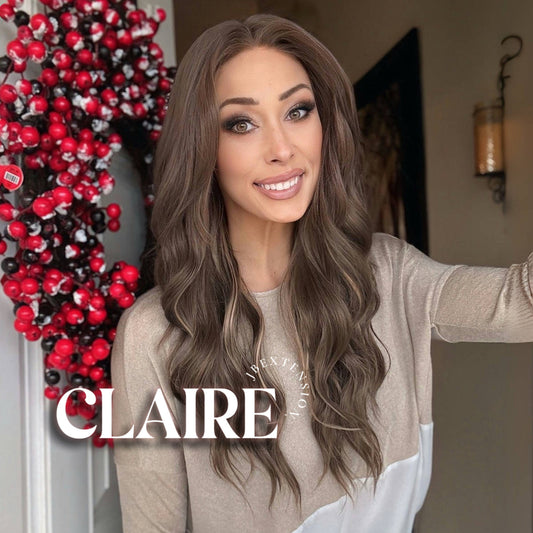 Nichole's Selection - 22 Inches Body Wave Brown With Highlight Pre-Cut Frontlace Glueless Wig CLAIRE LACE M