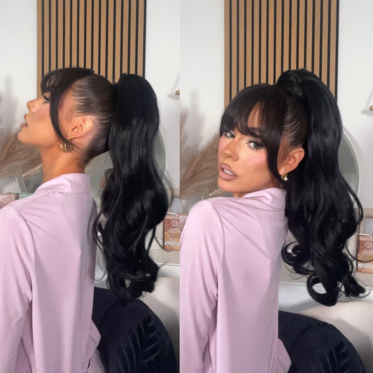 Copy this trendy hairstyle with with 23" Curly Ponytail