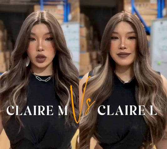 CLAIRE LACE M - 22 Inches Body Wave Brown With Highlight Pre-Cut Frontlace Glueless Wig