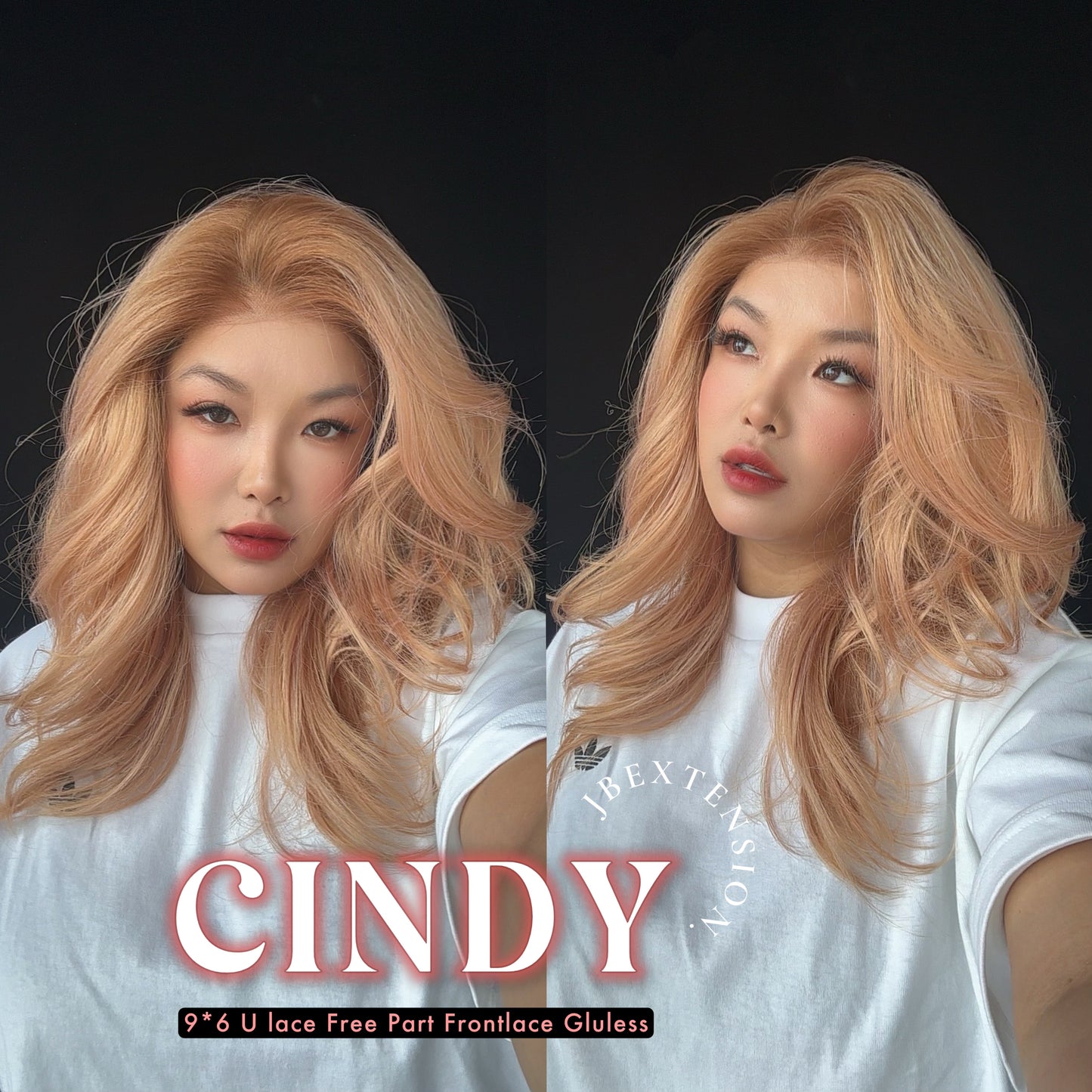 JBEXTENSION 20 Inches Strawberry Blonde Curly Pre-Cut 9X6 U Lace Free Part Frontlace Glueless Wig CINDY