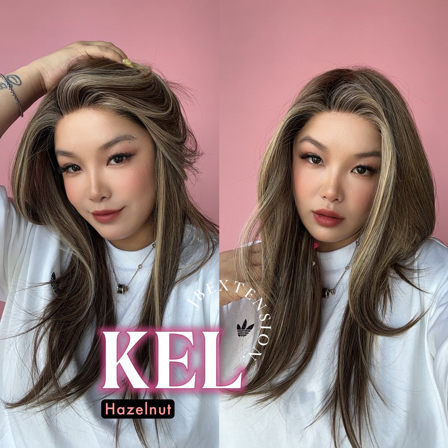 [PRE-ORDER] JBEXTENSION 22 Inches Hazelnut Blonde Highlight Pre-Cut Snowflake Lace Frontlace Glueless Wig KEL HAZELNUT【PERMATEASE】【BENDY EAR TABS】