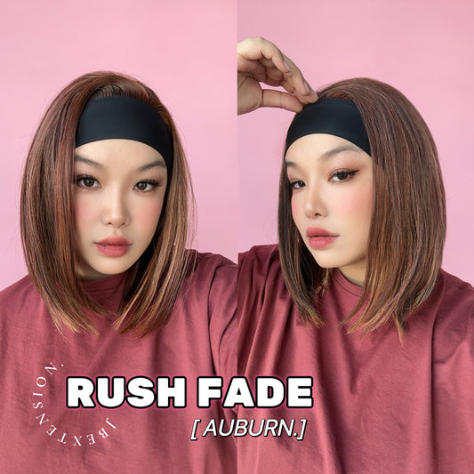 JBEXTENSION 12 Inches Short Hair Auburn Highlight Headband Wig RUSH FADE BOB - AUBURN