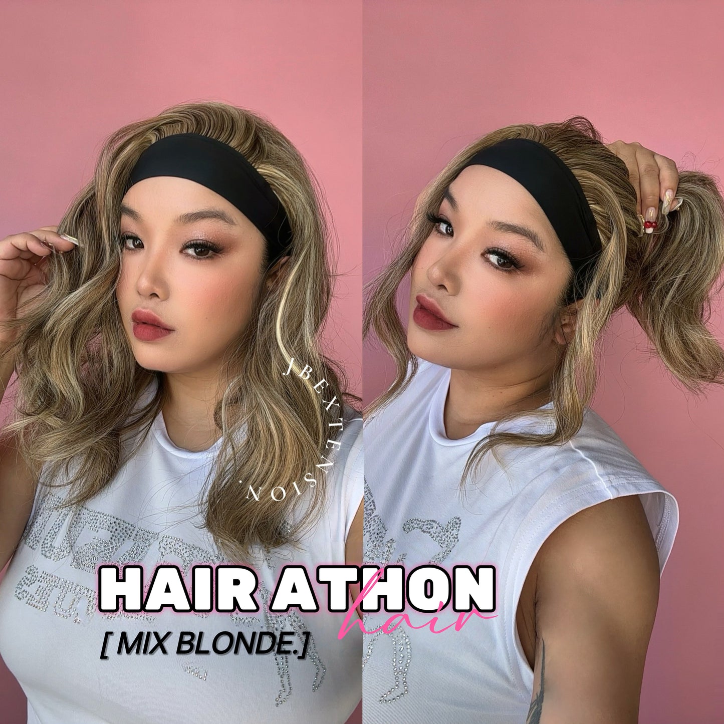 JBEXTENSION 18 Inches Curly Mix Blonde Headband Wig HAIR-ATHON - MIX BLONDE