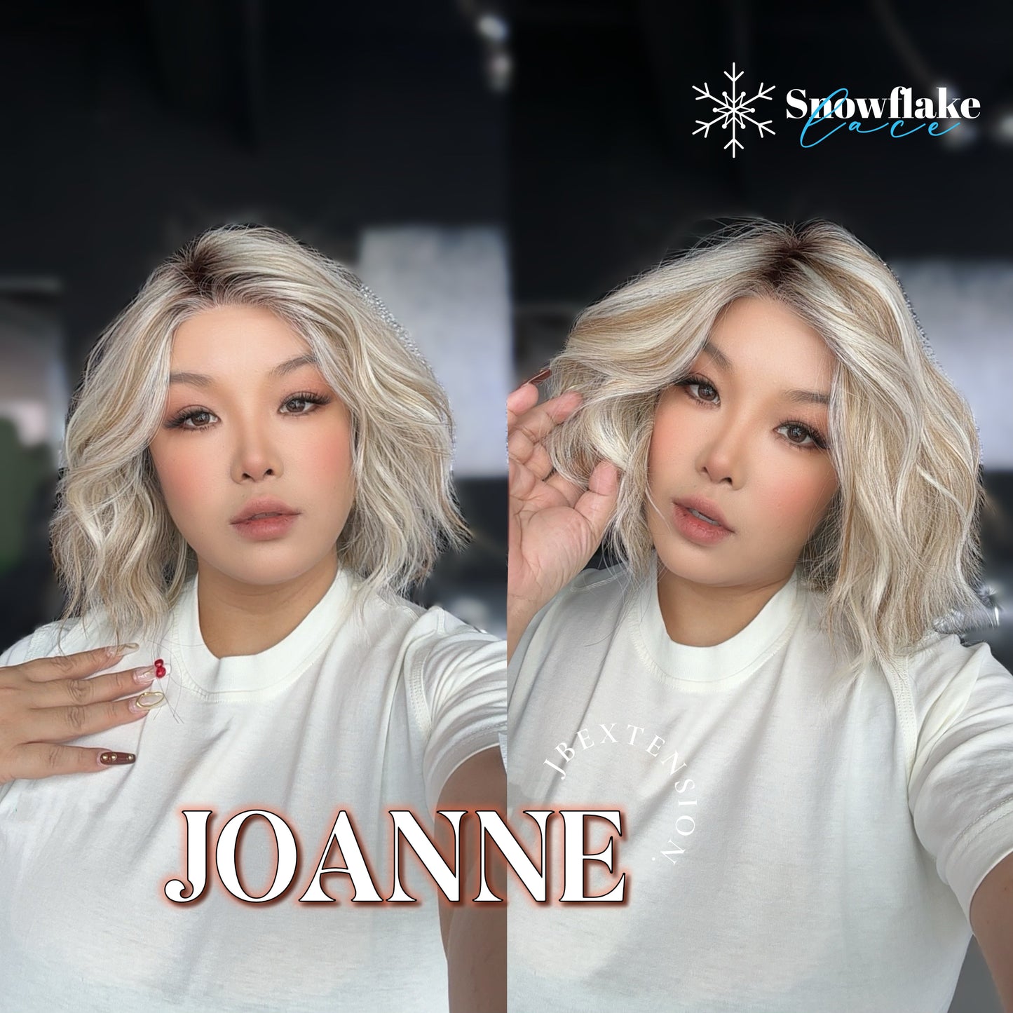 JBEXTENSION 11 Inches Mix Blonde Pre-Cut Side Part Snowflake Lace Frontlace Glueless Wig JOANNE【BENDY EAR TABS】