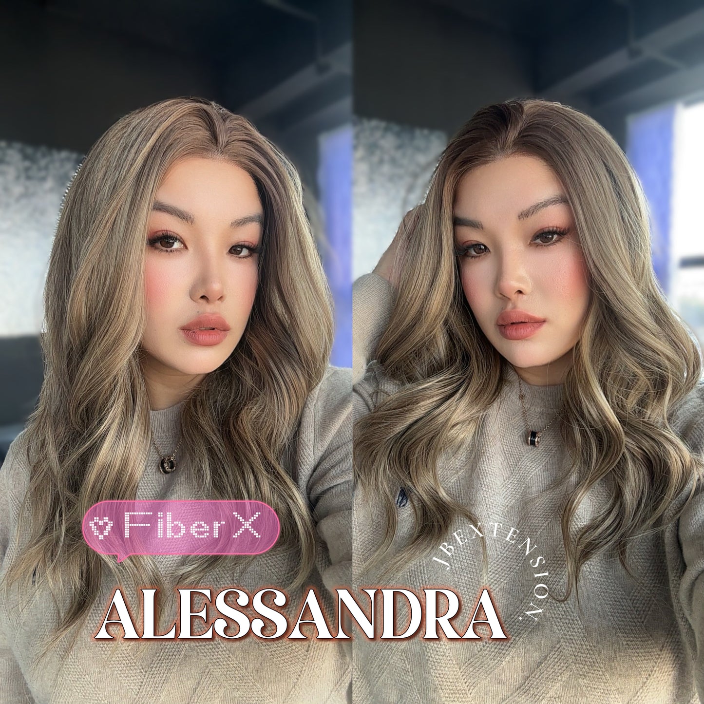 JBEXTENSION 20 Inches Light Chocolate Curly Fiber X, Tangle Less Pre-Cut Free Part Frontlae Glueless Wig ALESSANDRA LIGHT CHOCOLATE