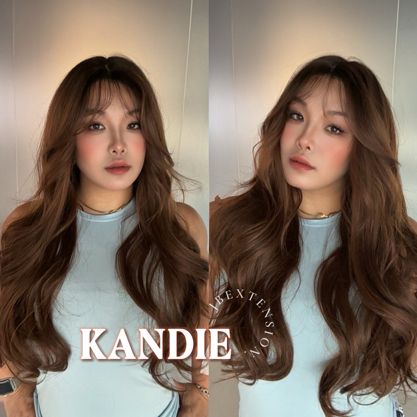 JBEXTENSION 28 Inches Curly Mocha with Dark Root Pre-Cut Frontlace Glueless Wig KANDIE