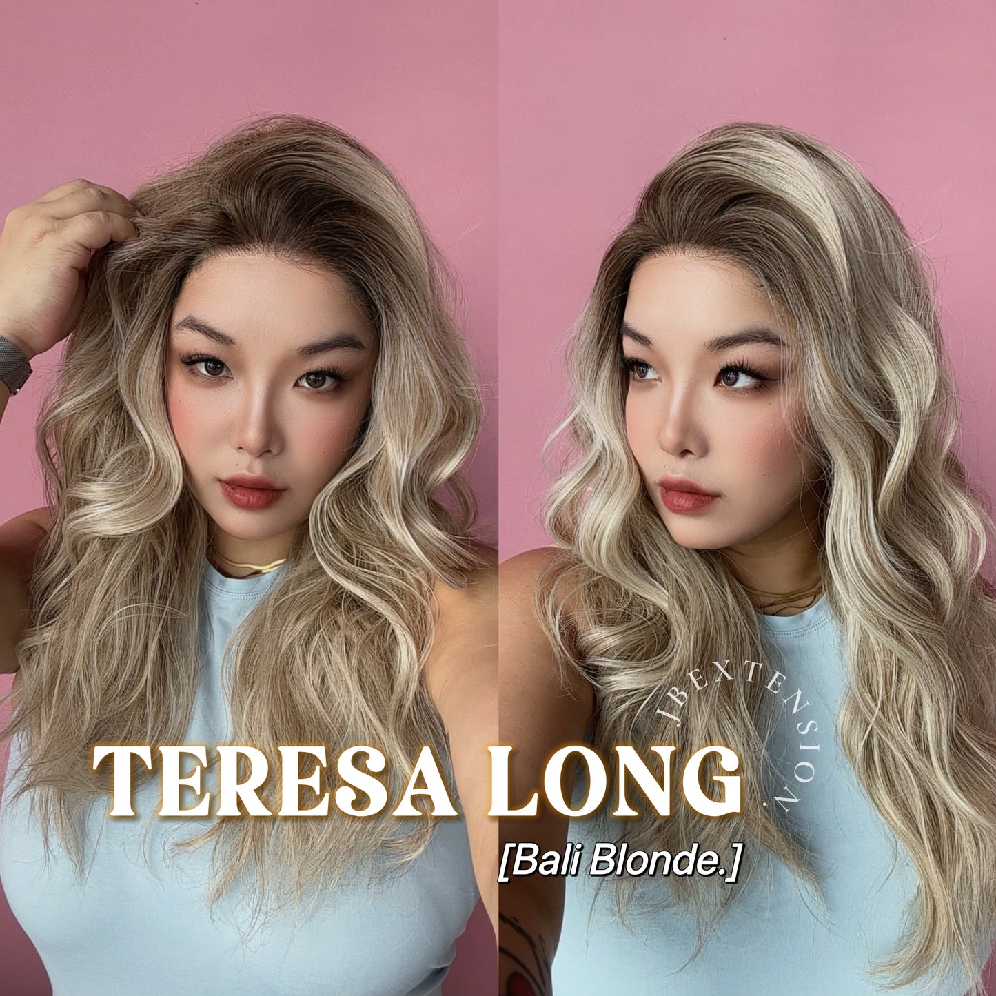 JBEXTENSION 22 Inches Long Bali Blonde Pre-Cut Snowflake Lace Frontlace Glueless Wig TERESA LONG BALI BLONDE【PERMATEASE】【BENDY EAR TABS】
