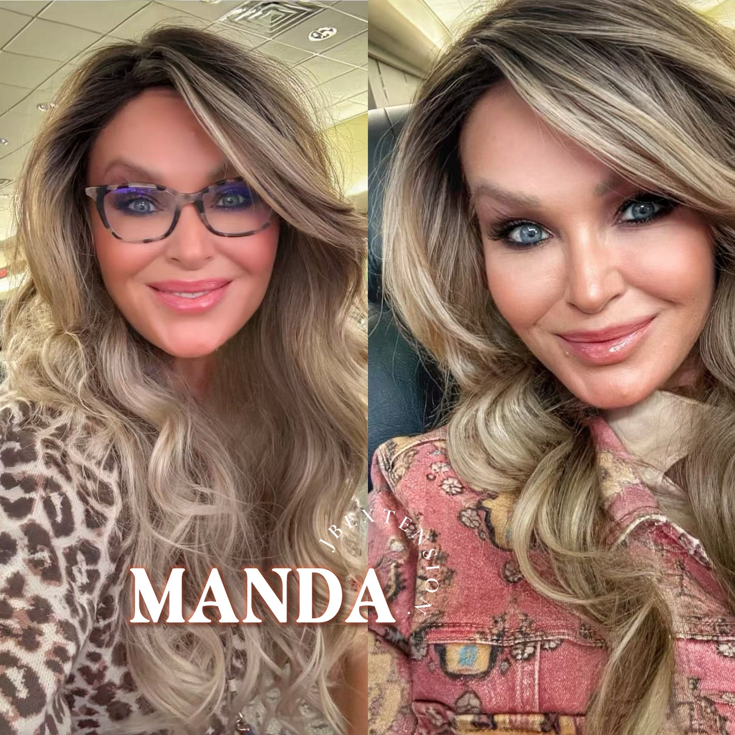 Get the Influencer Look with JBEXTENSION 26 Inches Mix Blonde With Dark Root Body Wave With Bangs MANDA