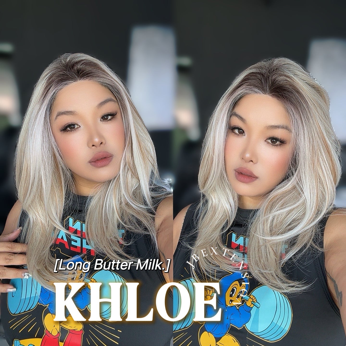 JBEXTENSION 18 Inches Butter Milk Pre-Cut Snowflake Lace Frontlace Glueless Wig KHLOE LONG BUTTER MILK【PERMATEASE】【BENDY EAR TABS】- M/L