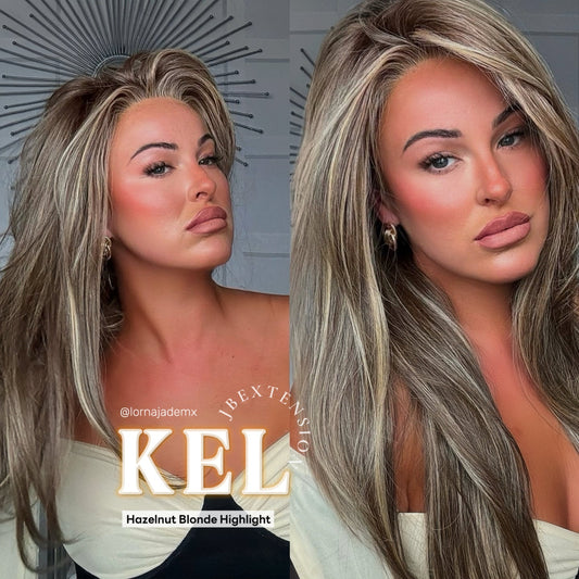 [PRE-ORDER] Get this Influencer Look with Hazelnut Blonde Highlight Pre-Cut Snowflake Lace Wig KEL HAZELNUT