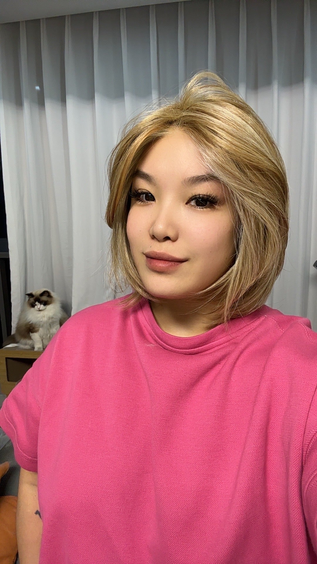 JBEXTENSION 12 Inches Bob Cut Honey Blonde Pre-Cut Snowflake Lace Frontlace Glueless Wig KHLOE HONEY BLONDE【PERMATEASE】【BENDY EAR TABS】