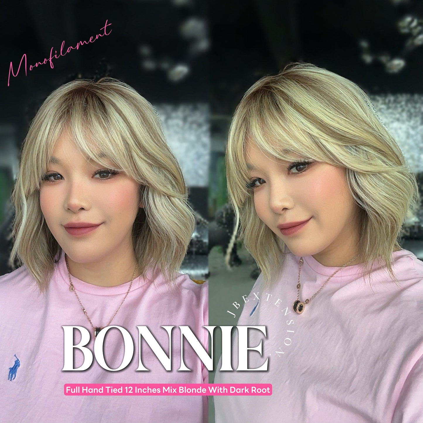 [PRE-ORDER] JBEXTENSION BONNIE MONO MIX BLONDE Full Monofilament Handmade Full Lace Full Hand Tied Wig 12 Inches Mix Blonde With Dark Root Mono Lace Handmade Futura Fiber Glueless Wig BONNIE MONO MIX BLONDE【BENDY EAR TABS】