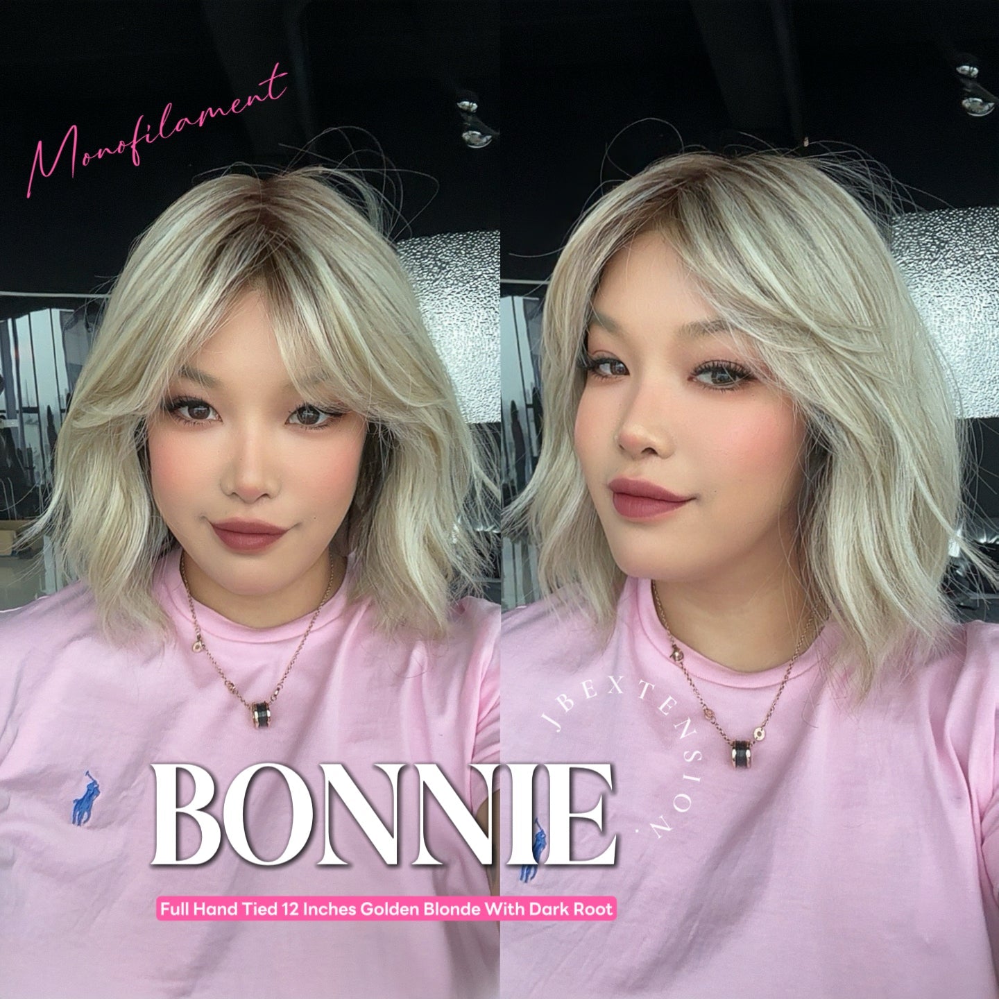 [PRE-ORDER] HOT OF SEASON - BONNIE MONO GOLDEN BLONDE Full Monofilament Handmade Full Lace Full Hand Tied Wig 12 Inches Golden Blonde With Dark Root Mono Lace Handmade Futura Fiber Glueless Wig BONNIE MONO GOLDEN BLONDE【BENDY EAR TABS】