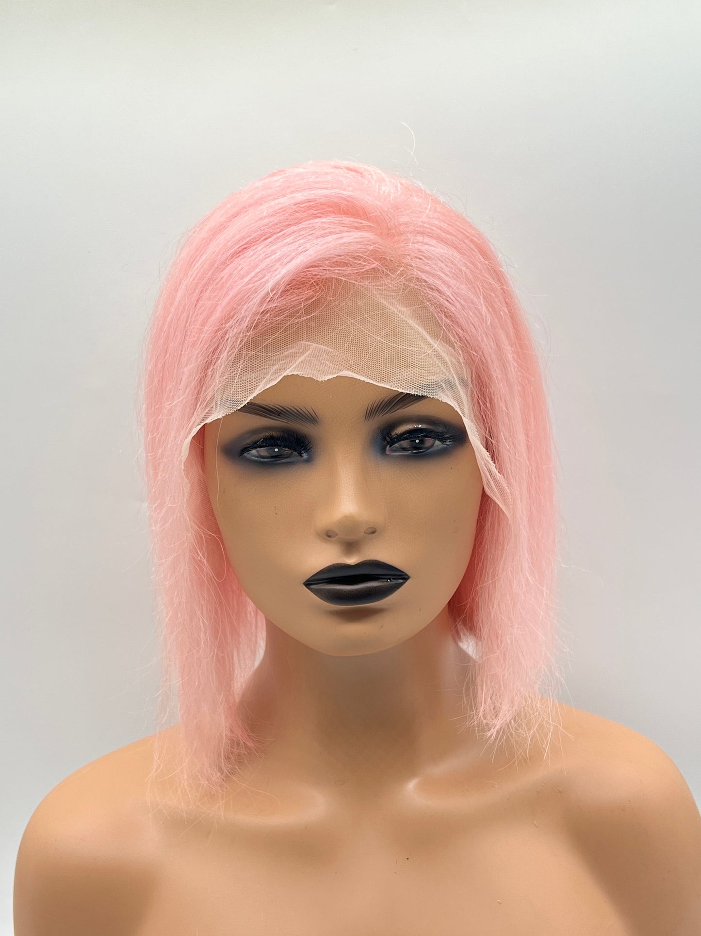 JBEXTENSION 10 Inches Real Human Hair 13x4 Bob Cut Pink Wig NICIK