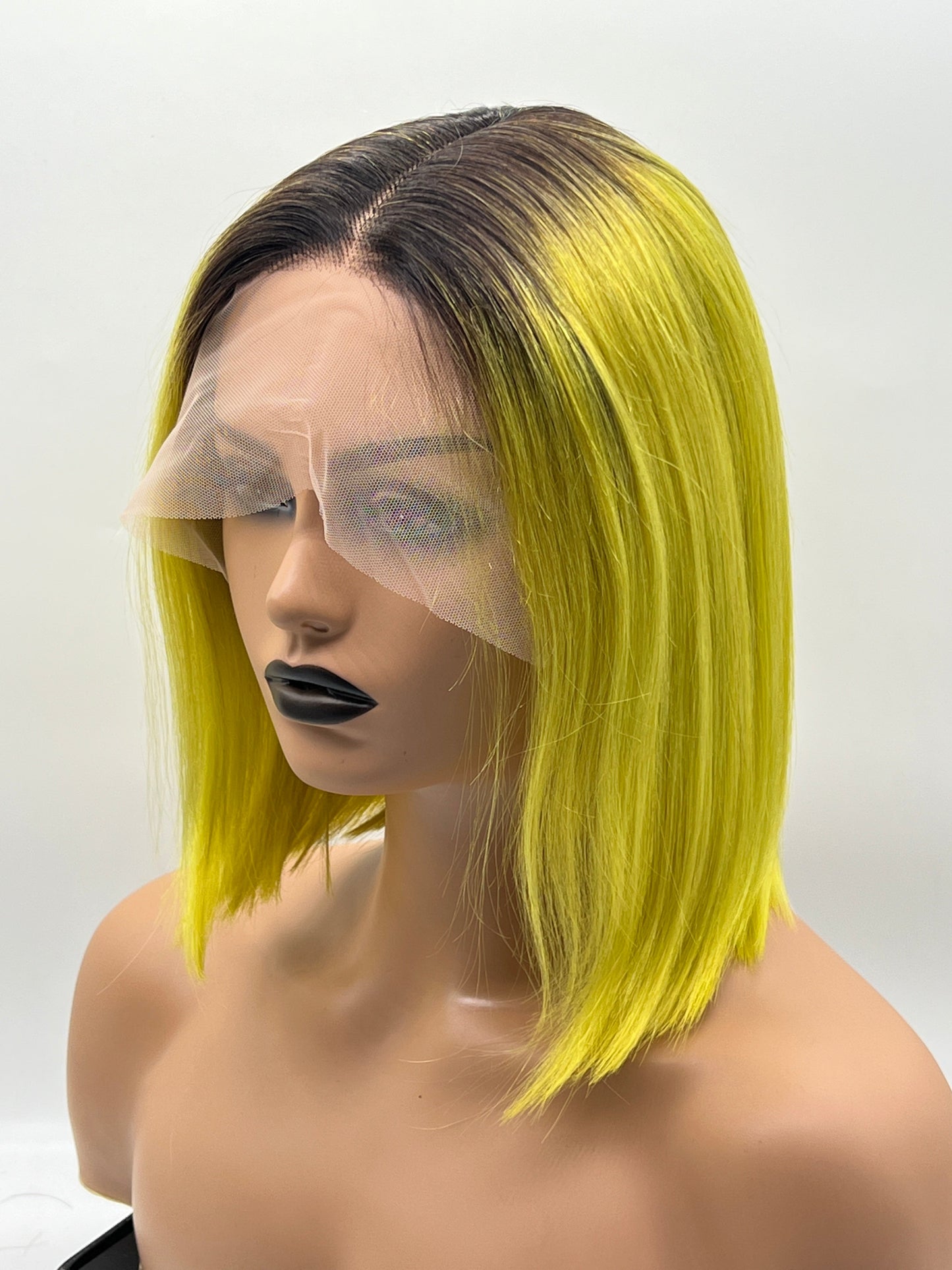 JBEXTENSION 12 Inches Bob Cut Frontlace Real Huaman Hair Crazy Color Wig PANDORA-MIMOSA