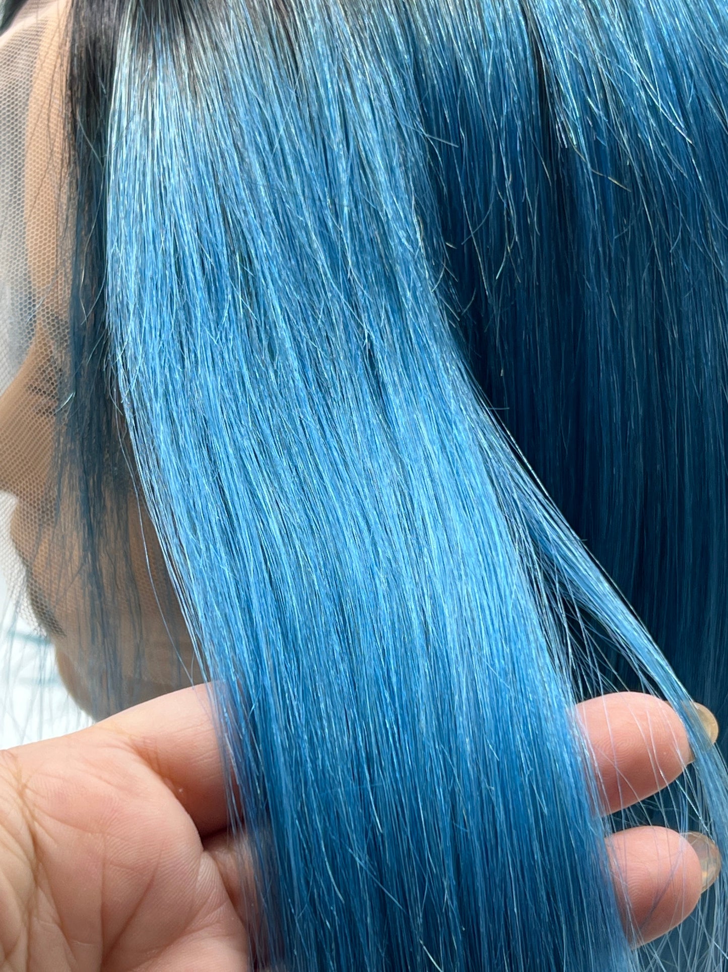 JBEXTENSION 12 Inches Bob Cut Frontlace Real Huaman Hair Crazy Color Wig PANDORA-AQUA