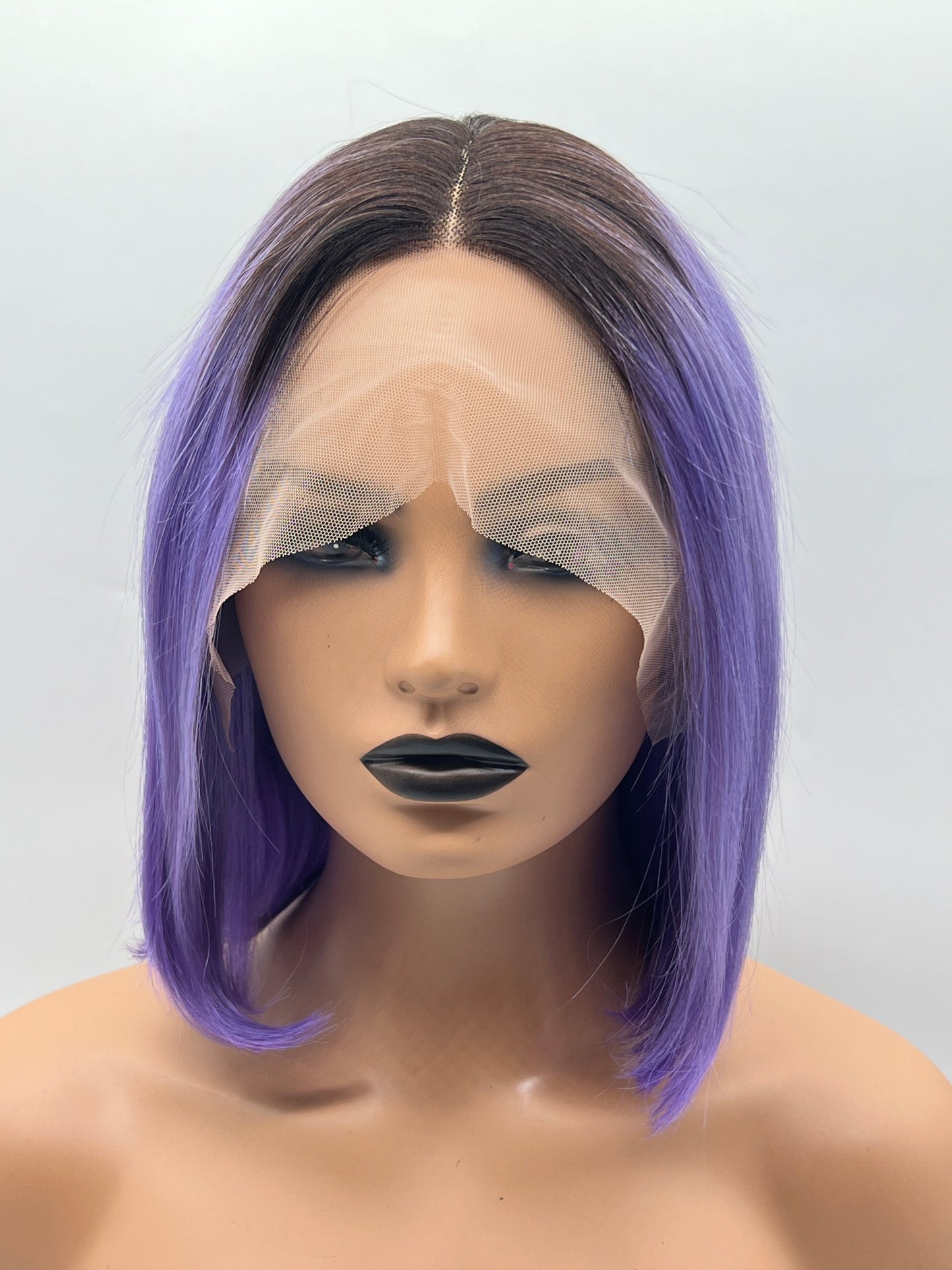 JBEXTENSION 12 Inches Bob Cut Frontlace Real Huaman Hair Crazy Color Wig PANDORA-HYACINTH