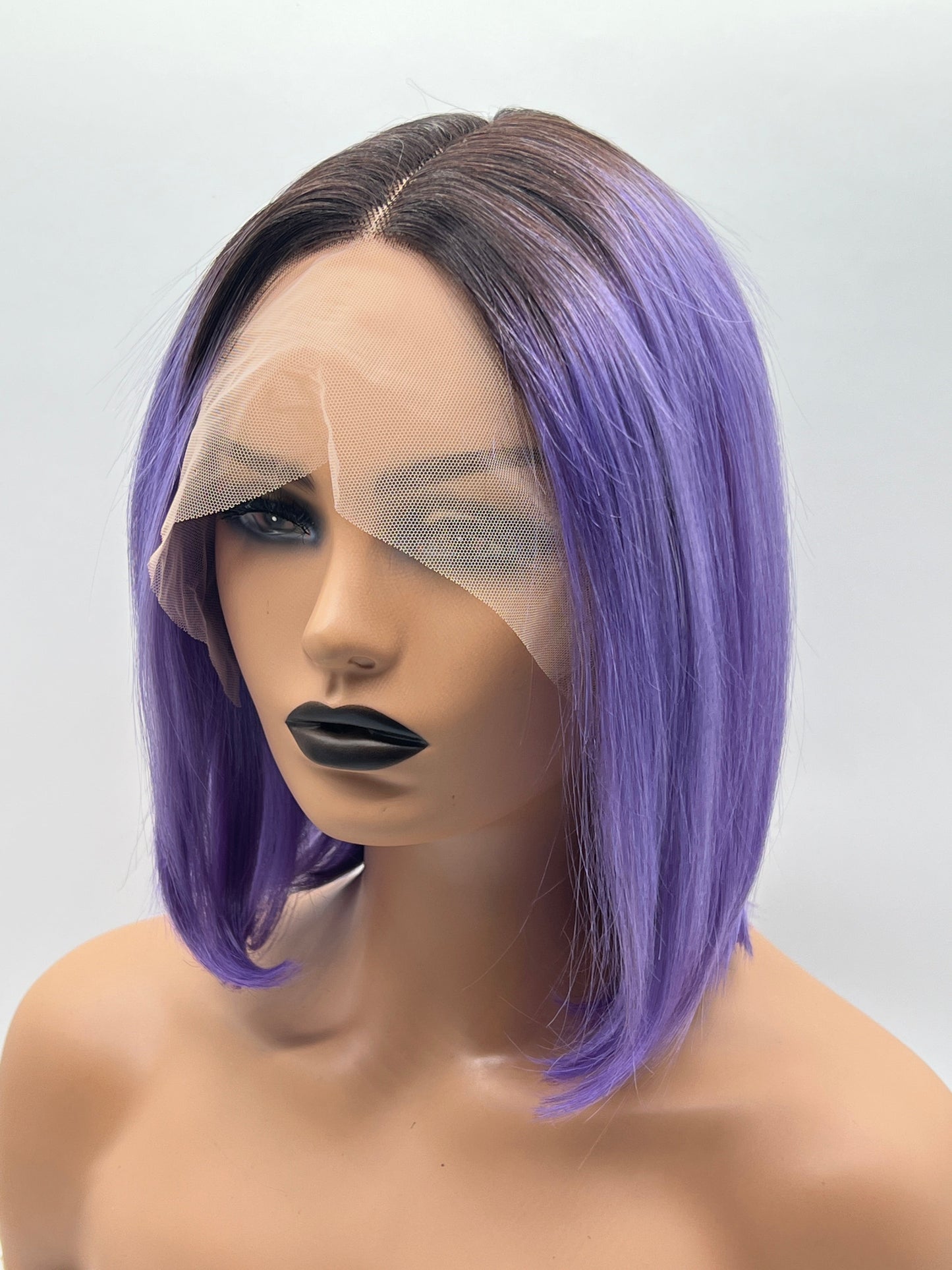 JBEXTENSION 12 Inches Bob Cut Frontlace Real Huaman Hair Crazy Color Wig PANDORA-HYACINTH