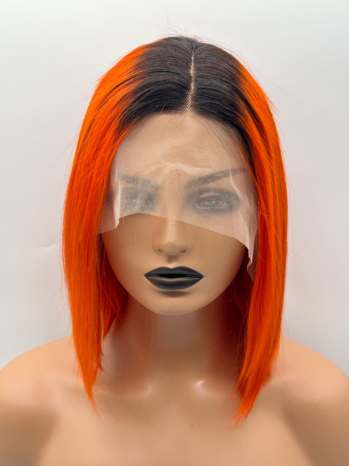JBEXTENSION 12 Inches Bob Cut Frontlace Real Huaman Hair Crazy Color Wig PANDORA-PERSIMMON