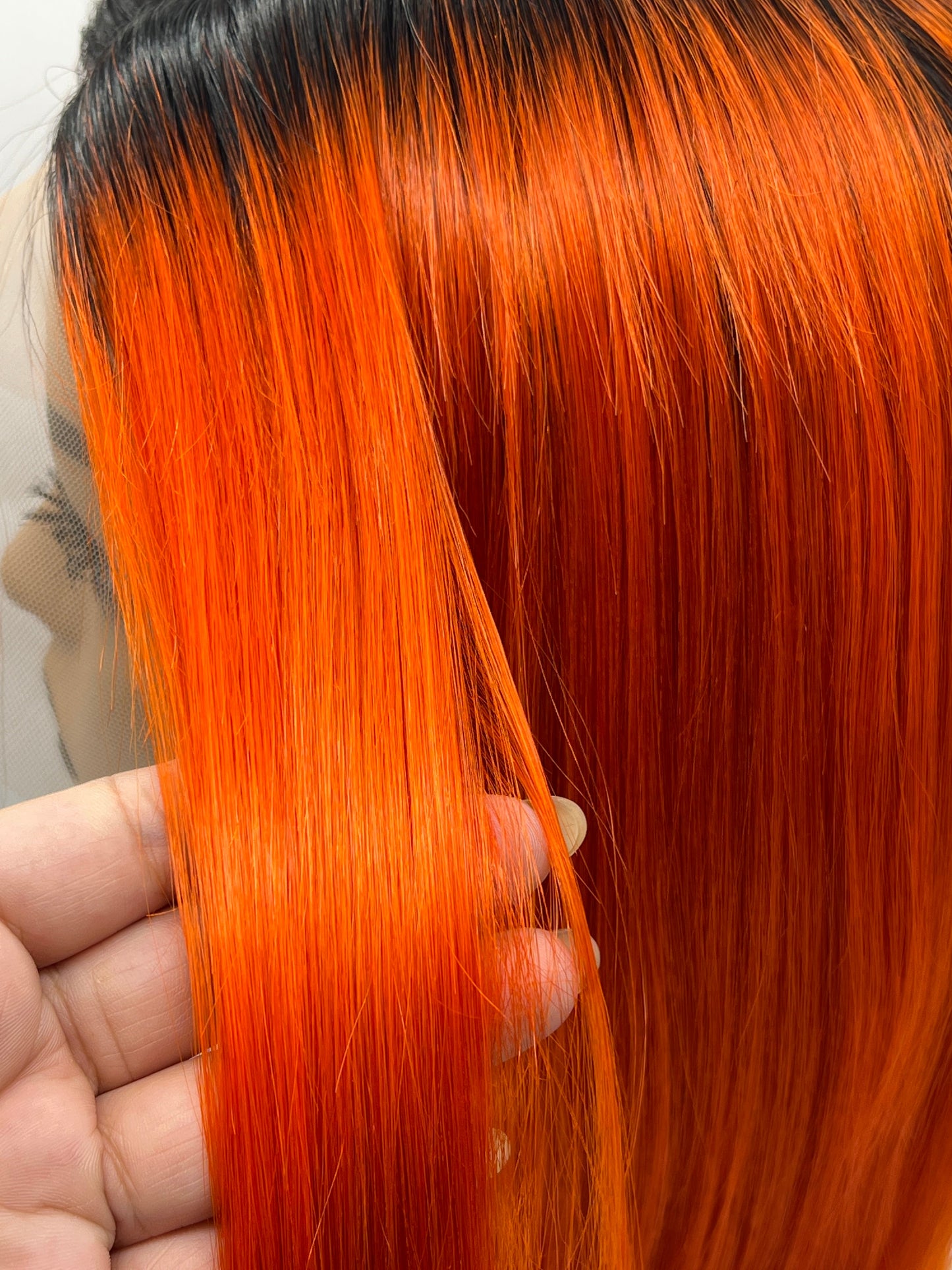 JBEXTENSION 12 Inches Bob Cut Frontlace Real Huaman Hair Crazy Color Wig PANDORA-PERSIMMON