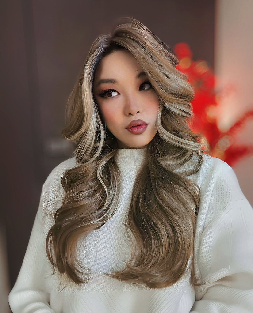 JBEXTENSION 24 Inches Blonde Highlight Curly Lace Front Wig.Pre Plucked 13*4 HD Transparent Lace Frontal Handmade Futura Fiber Swiss Lace Synthetic Fiber Pre-Cut Lace Glueless Wig JADOR L