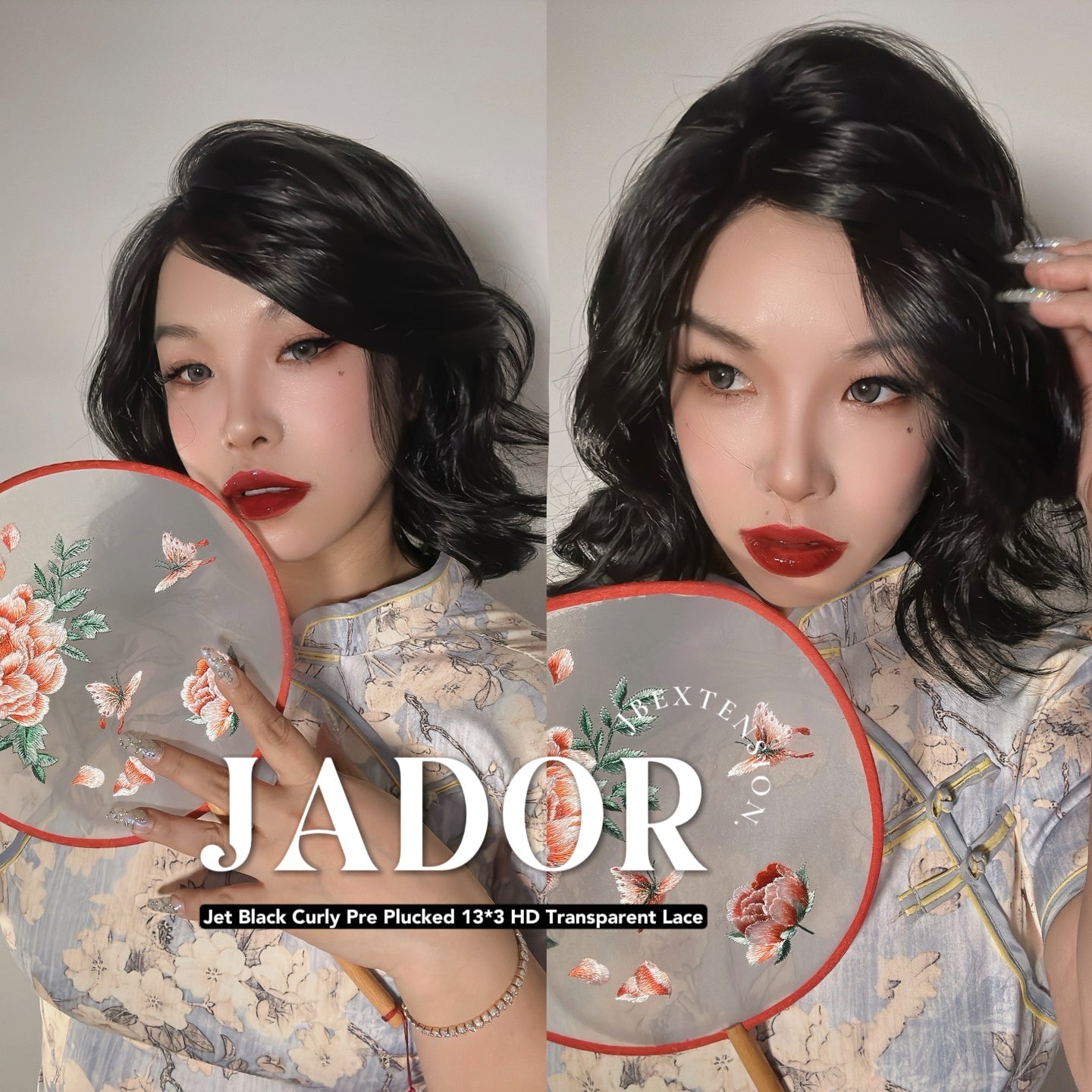 HOT OF SEASON -10 Inches Jet Black Curly Pre Plucked 13*3 HD Transparent Lace Frontal Swiss Lace Glueless Wig JADOR BLACK