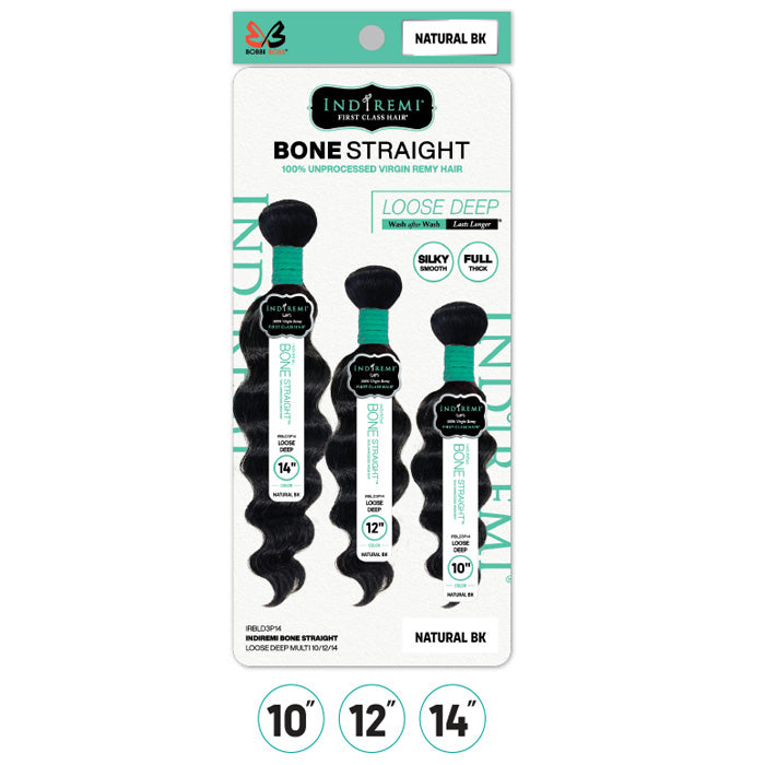 Bobbi Boss Indiremi 100% Unprocessed Virgin Remy Hair Weave Bone Straight - LOOSE DEEP MULTI