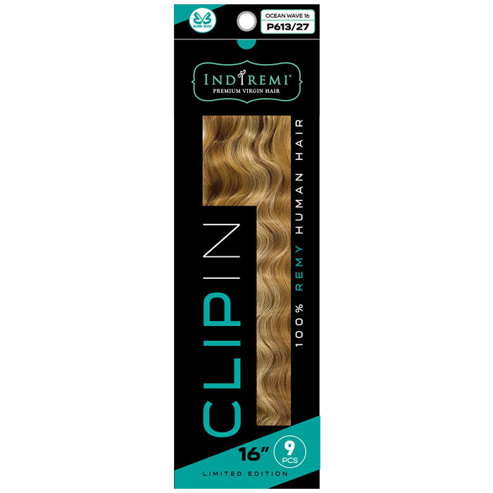 Bobbi Boss Indiremi Clip-In 9 PCS 100% Remy Human Hair Weaving - OCEAN WAVE 14"/16"