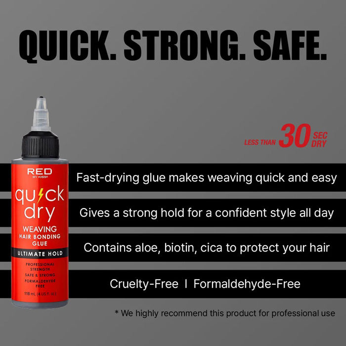 Red by Kiss Quick Dry Weaving Hair Bonding Glue Ultimate Hold (2 Oz / 4 Oz)