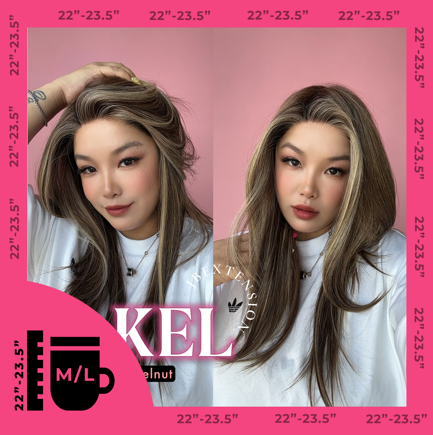 [PRE-ORDER] JBEXTENSION 22 Inches Hazelnut Blonde Highlight Pre-Cut Snowflake Lace Frontlace Glueless Wig KEL HAZELNUT【PERMATEASE】【BENDY EAR TABS】- M/L