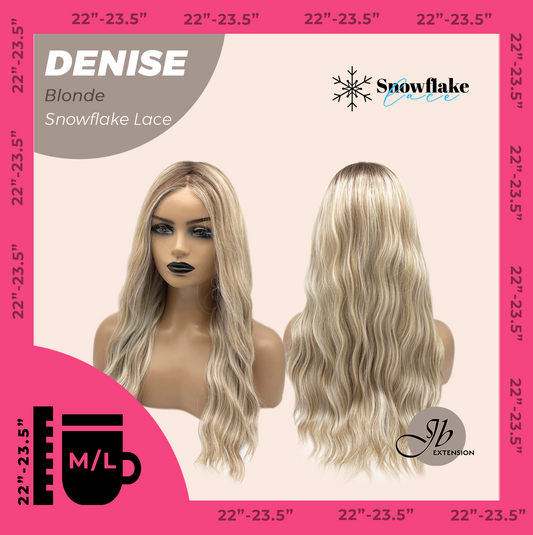 JBEXTENSION 24 Inches Blonde Wave Pre-Cut Snowflake Lace Frontlace Glueless Wig DENISE BLONDE【PERMATEASE】【BENDY EAR TABS】- M/L