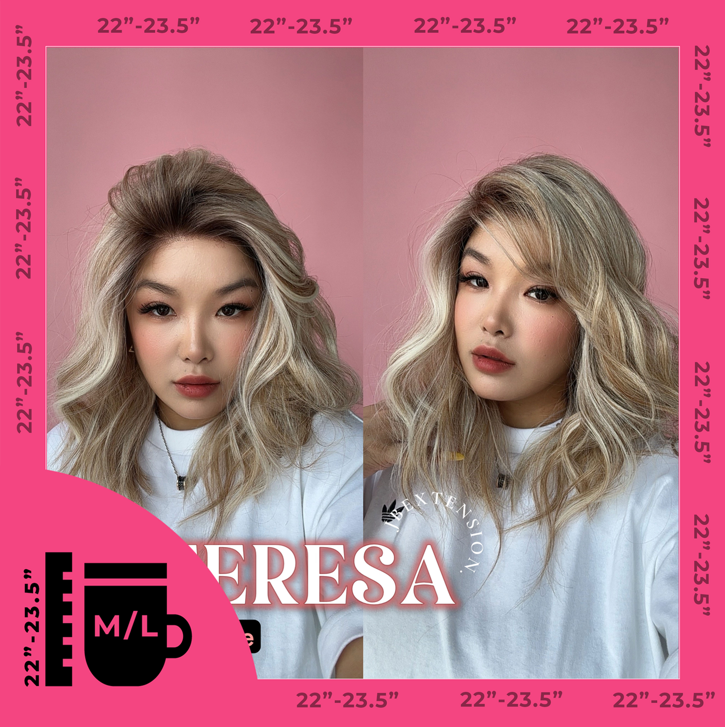 JBEXTENSION 18 Inches Mix Blonde Pre-Cut Snowflake Lace Frontlace Glueless Wig TERESA BLONDE【PERMATEASE】【BENDY EAR TABS】- M/L